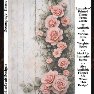 Shabby Chic Climbing Pink Roses FD8R Decoupage Tissue Paper
