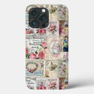 Shabby chic collage,country victorian,decoupage, b iPhone 13 pro case