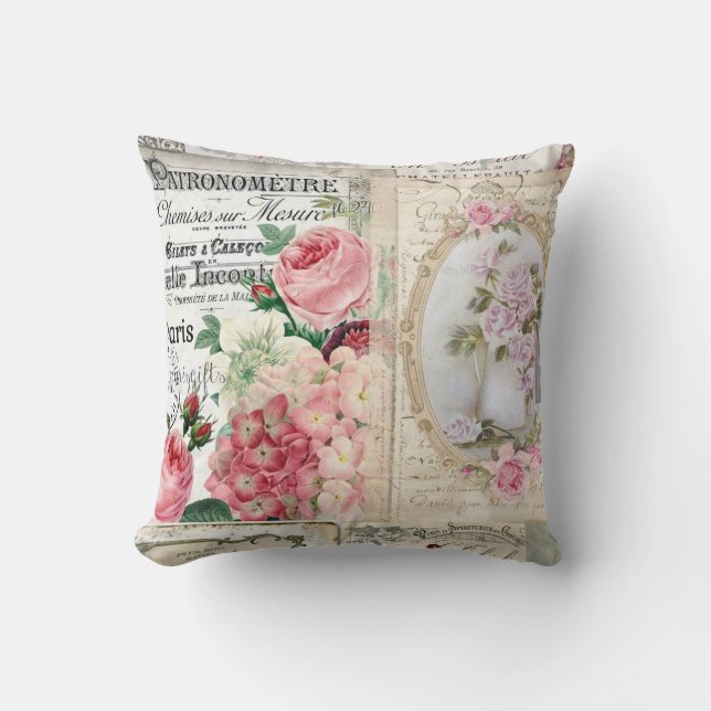 Shabby chic collage,country victorian,decoupage, b cushion (Front)
