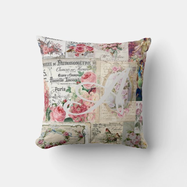 Shabby chic collage,country victorian,decoupage, b cushion (Front)