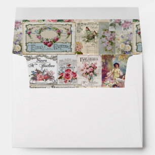 Shabby chic collage,country victorian,decoupage,mo envelope