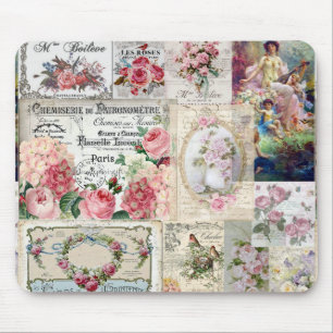 Shabby chic collage,country victorian,decoupage,mo mouse pad