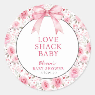 Shabby Chic Coquette Pink Love Shack Baby Shower  Classic Round Sticker