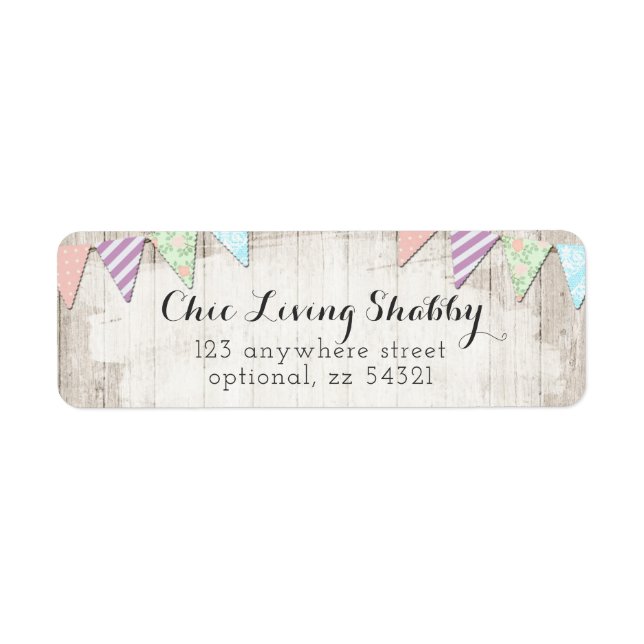 Shabby Chic Country Bunting Rustic Return Address Label (Front)