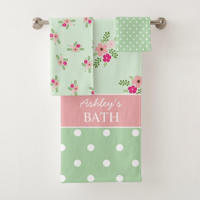 Shabby Chic Country Floral Bath Towel Set (Insitu)