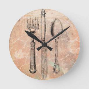 shabby chic cutlery round clock