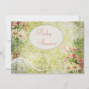 Shabby Chic Daisy & Wildflowers Baby Shower Invitation