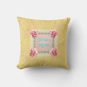 Shabby Chic Damask Rose Lace Personalised Cushion