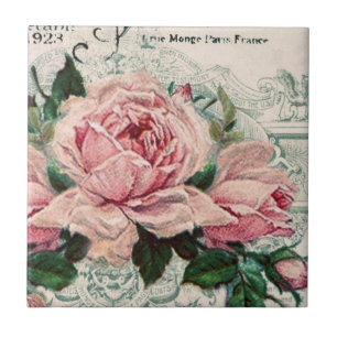shabby chic, decoupage, victorian, french chic, pa ceramic tile