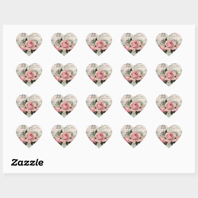 shabby chic, decoupage, victorian, french chic, pa heart sticker (Sheet)