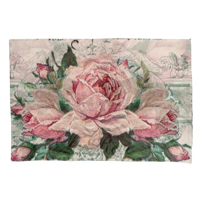 shabby chic, decoupage, victorian, french chic, pa pillowcase (Front)