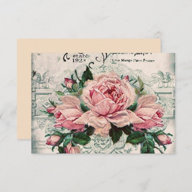 shabby chic, decoupage, victorian, french chic, pa thank you card (Front/Back)