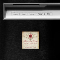 Shabby Chic | Deep Red Grunge Rose Save the Date