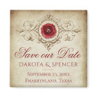 Shabby Chic | Deep Red Grunge Rose Save the Date