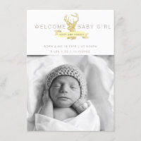 Shabby Chic Deer Birth Announcement Photo