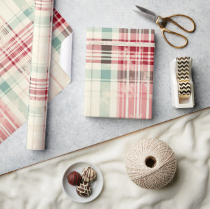 Shabby Chic Distressed Christmas Tartan Wrapping Paper