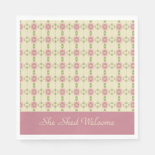 Shabby Chic Dusty Rose Floral Patterned Napkin
