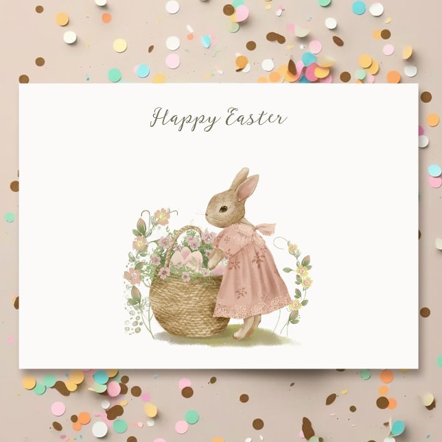 Shabby Chic Easter Rabbit Holiday Card (Creator Uploaded)