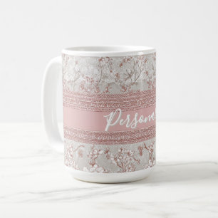 Shabby Chic Elegance PInk Vintage Lace Personalize Coffee Mug