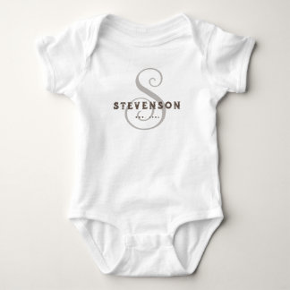 Shabby Chic Farmhouse Family Name Letter Est. Year Baby Bodysuit