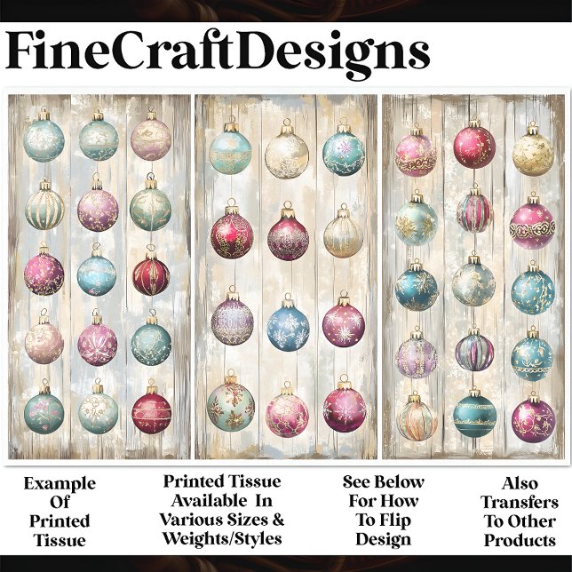 Shabby Chic Festive Bauble Ornaments AN1 Decoupage Tissue Paper (Creator Uploaded)