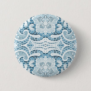 Shabby Chic Floral aqua blue bohemian chic lace 6 Cm Round Badge