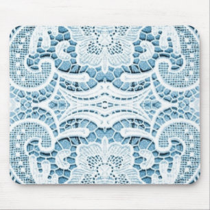 Shabby Chic Floral aqua blue bohemian chic lace Mouse Pad