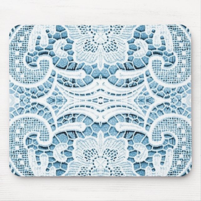 Shabby Chic Floral aqua blue bohemian chic lace Mouse Pad (Front)