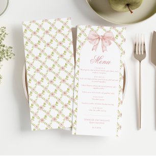 Shabby Chic Floral Arch Pink Bow Baby Girl Shower Menu