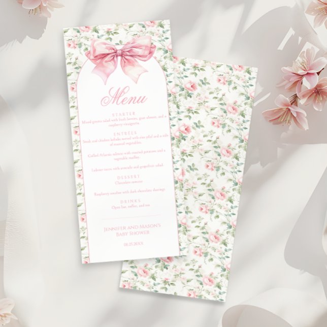 Shabby Chic Floral Arch with Bow Baby Girl Shower  Menu (Creator Uploaded)