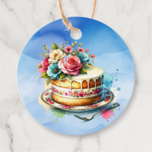 Shabby Chic Floral Birthday Cake To and From Favour Tags
