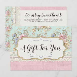 Shabby Chic Floral Boutique Gift Certificate Card
