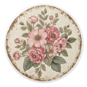 Shabby Chic Floral Ceramic Knob