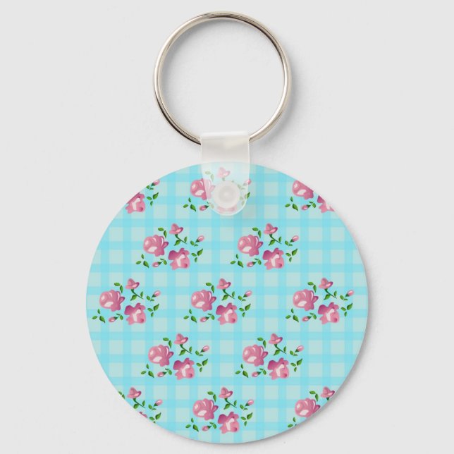 shabby chic, floral decoration key ring (Front)