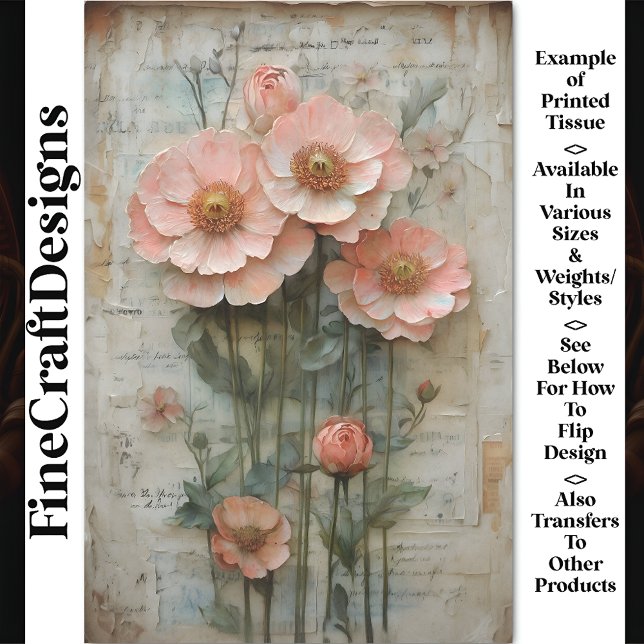 Shabby Chic Floral Ephemera Peach BP7A Decoupage Tissue Paper (Creator Uploaded)