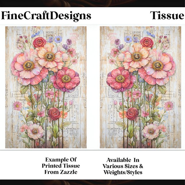 Shabby Chic Floral Ephemera Pink Red S7B Decoupage Tissue Paper (Creator Uploaded)