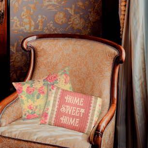 Shabby Chic Floral Home Sweet Home Reversible Decorative Cushion