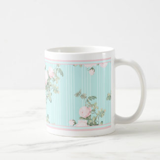 Shabby chic floral mug pink and pink roses