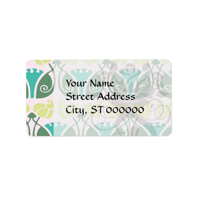 shabby chic floral ornate damask label (Front)