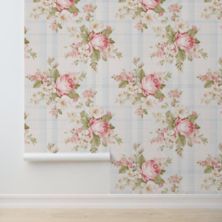 Shabby chic floral pattern wallpaper
