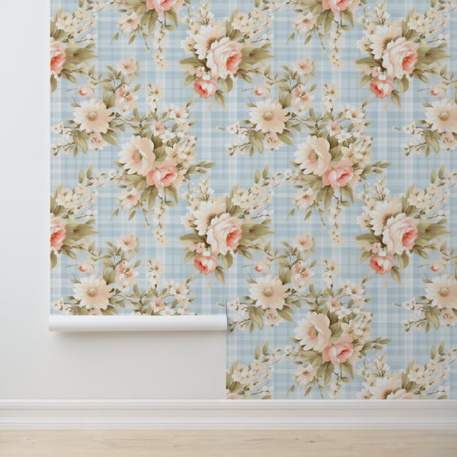 Shabby chic floral pattern wallpaper (Application)