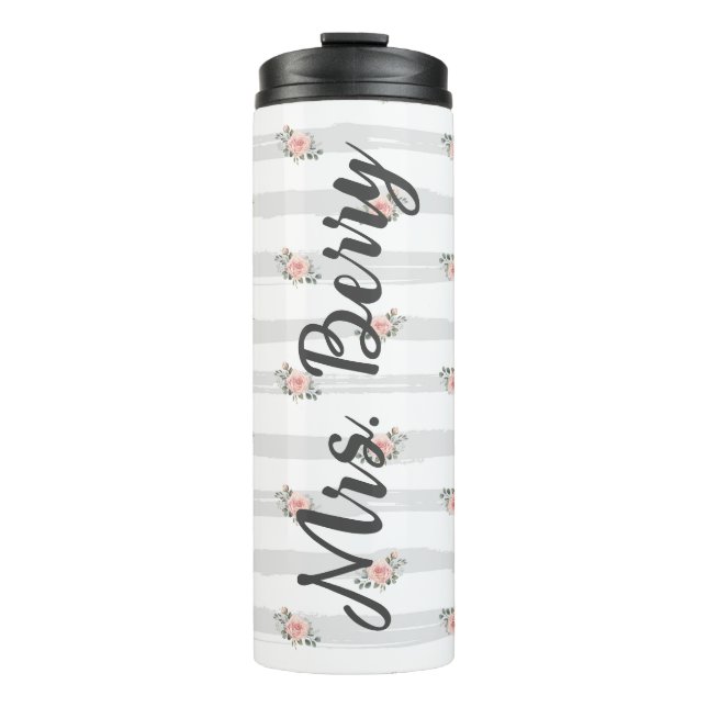 Shabby Chic Floral Personalised Teacher Thermal Tumbler (Front)