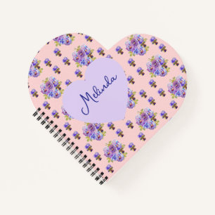 Shabby Chic Floral Polka Dot Pastel Womans Name Notebook