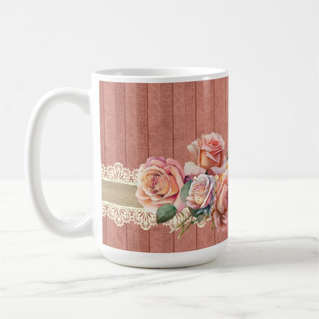 Shabby Chic Floral Poodle With Roses  Table Lamp Coffee Mug (Left)