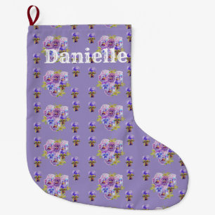 Shabby Chic Floral Purple lilac Christmas Stocking