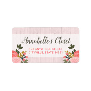 Shabby Chic Floral Rose Blush Pink Boutique Label