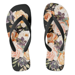 Shabby Chic Floral Rose flip flops