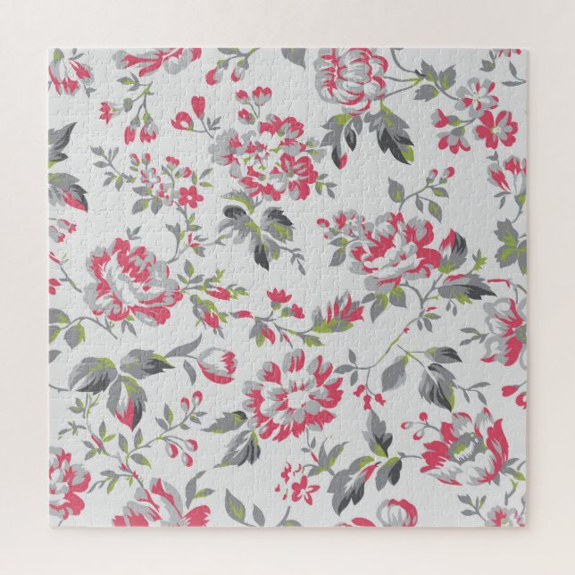 Shabby Chic Floral Roses Pattern Jigsaw Puzzle (Vertical)