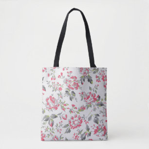 Shabby Chic Floral Roses Pattern Tote Bag