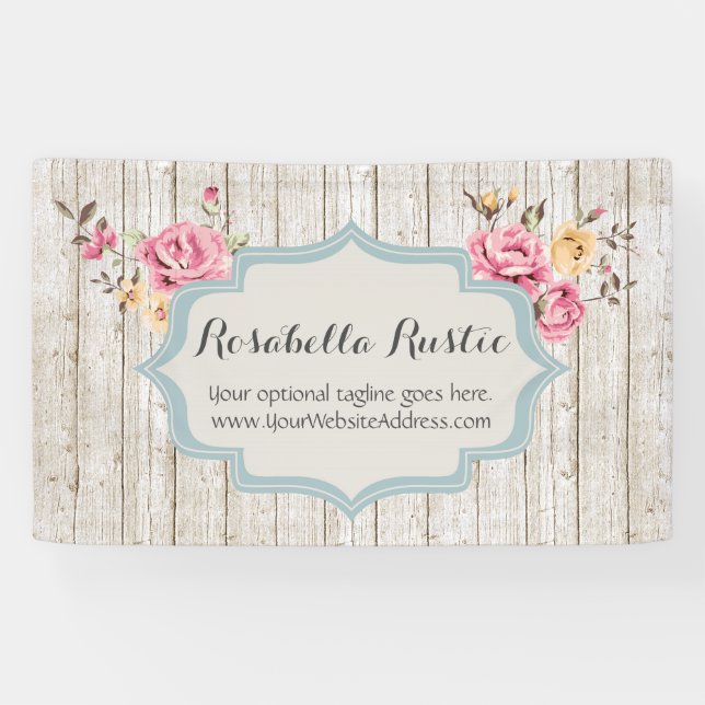 Shabby Chic Floral Rustic Wood & Vintage Boutique Banner (Horizontal)